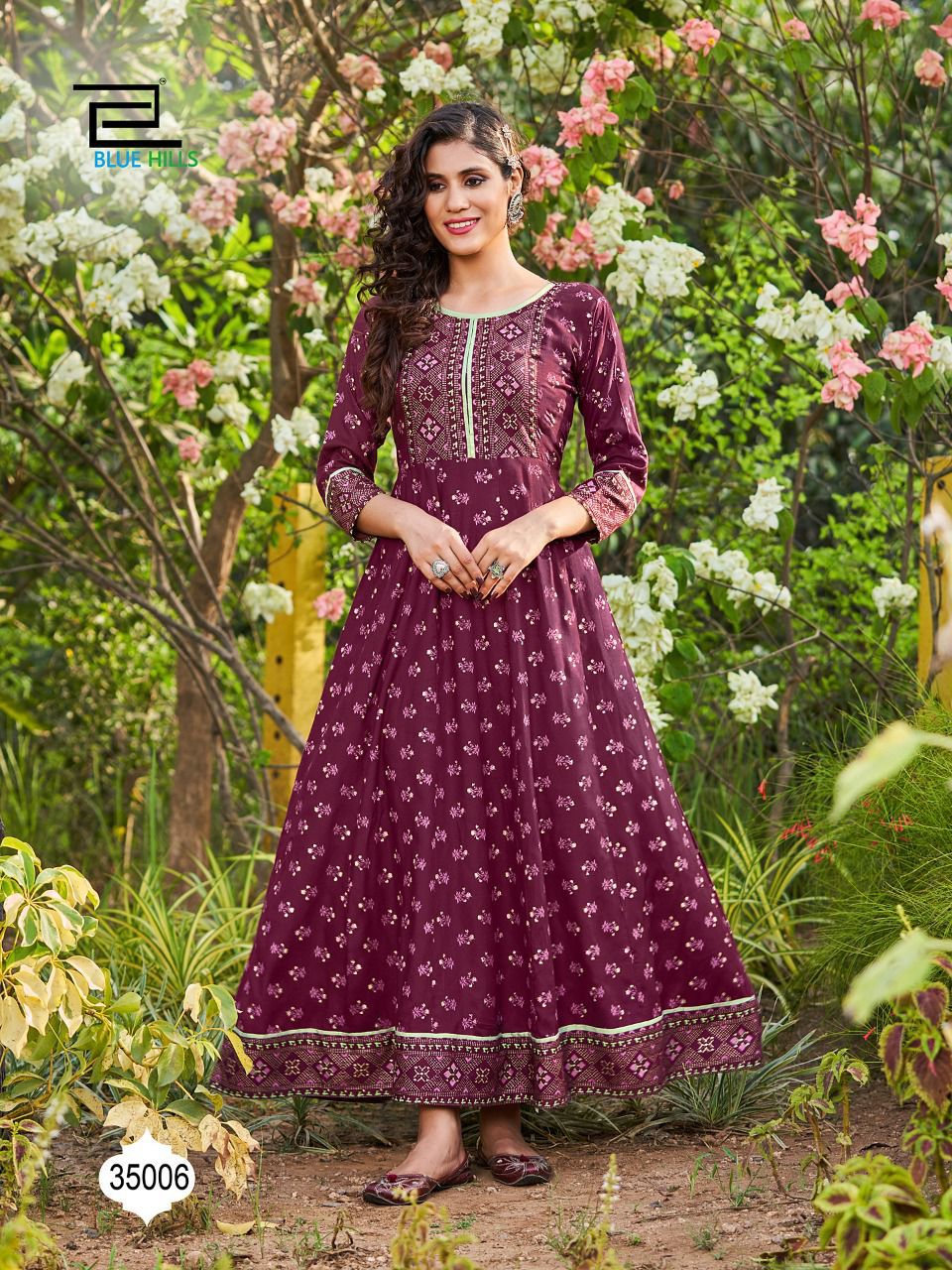 Blue Hills Walkway 35 New Ethnic Wear Printed Rayon Anarkali Kurti Collection